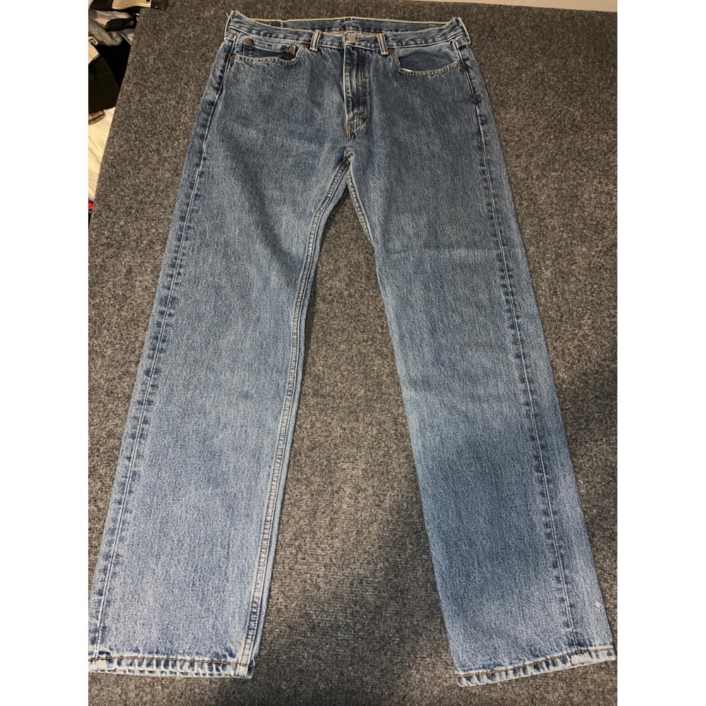 Levis 505 Regular Fit Mens Blue Denim Jeans 36x34 Medium Wash Cotton